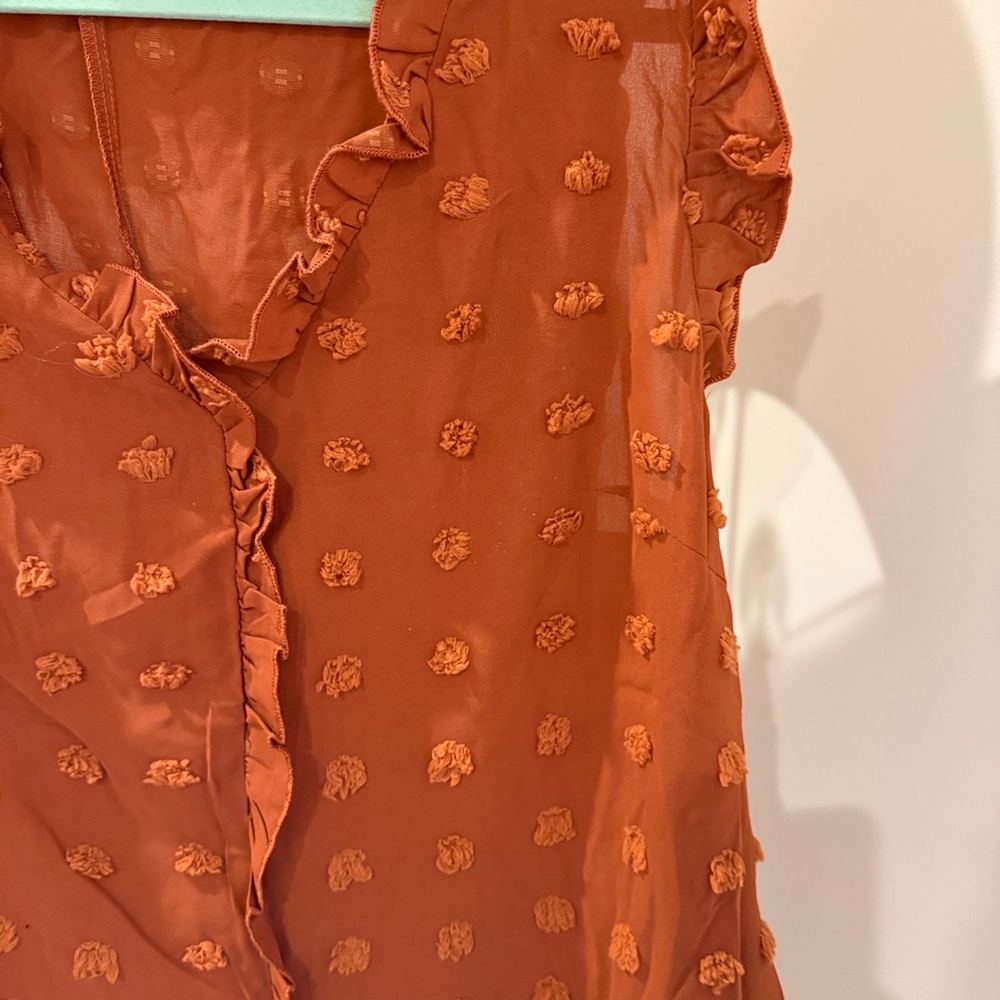 SHEIN Rust Ruffled Blouse - Picture 2 of 3